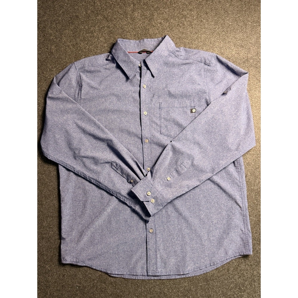 Marmot Mens XL Blue Heathered Long Sleeve Button Down Outdoor Hiking Shirt